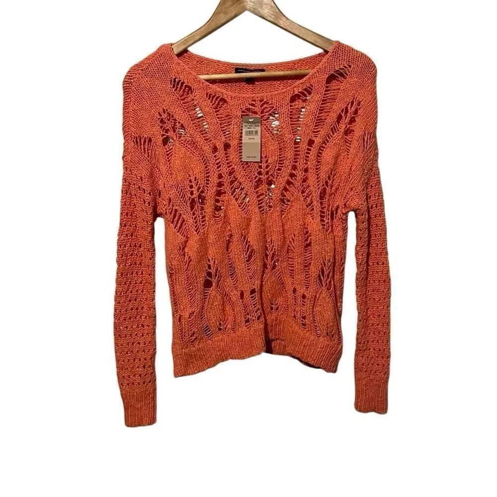 American Eagle Outfitters Coral Open-Knit Sweater NWT XS Coastal Cowgirl Beach B